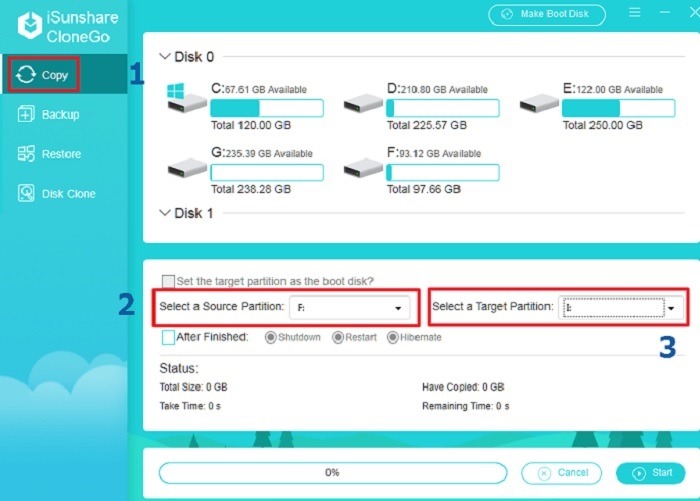 Clonación de disco duro a SSD Selección de destino y fuente