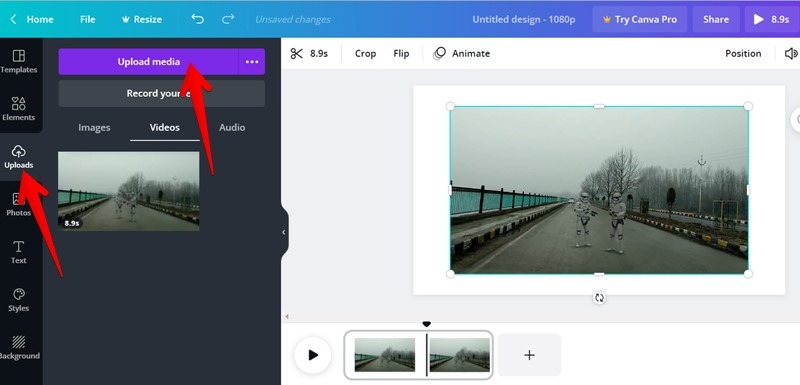 Canva Video Editor Subir video