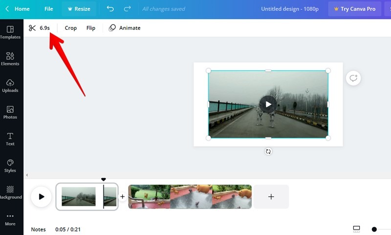 Canva Video Editor Recortar tijera