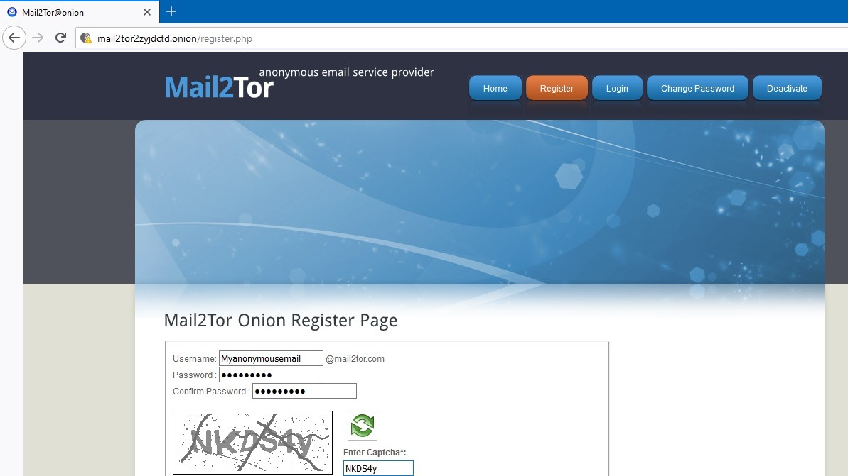 Web oscura Google Mail2tor