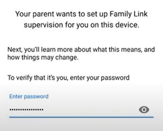 Verificación de contraseña de niño de Google Family Link