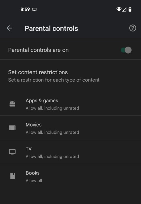 Controles parentales de Android Controles de Google Play