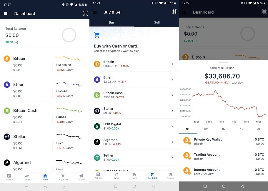 Las aplicaciones de Android rastrean los precios de las criptomonedas de Bitcoin Blockchain Wallet