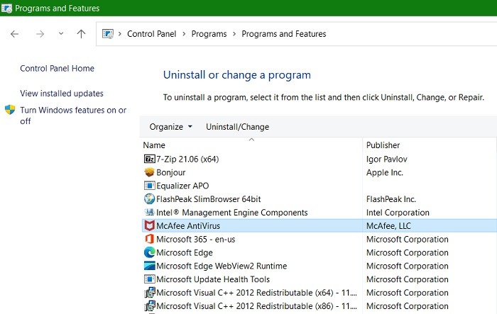 High Memory Fix Control Panel Programas desinstalables