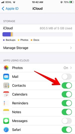 Configuración de iPhone Icloud Habilitar