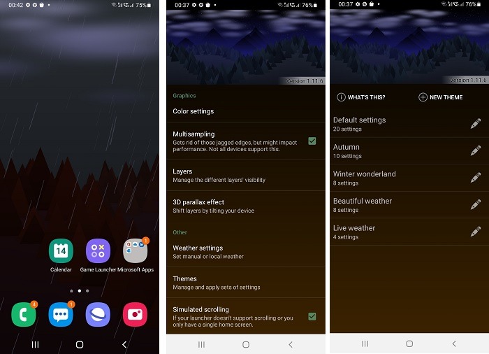Fondo de pantalla del clima de Android Bosque en vivo