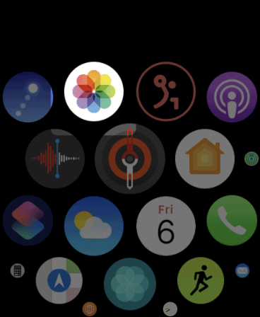 Elegir la aplicación Fotos en Apple Watch.