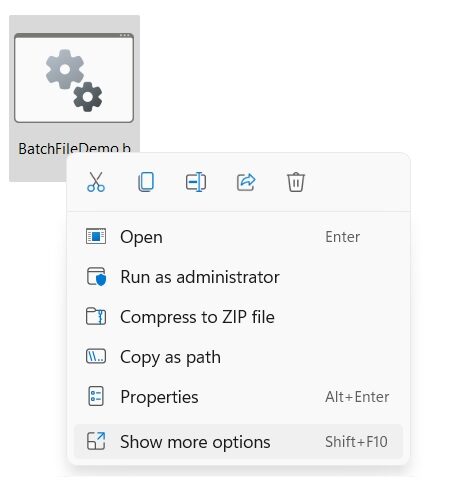 Archivos por lotes Windows11 Mostrar más opciones