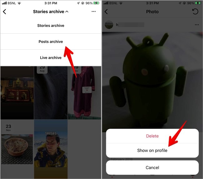 Instagram Eliminar Foto Desarchivar