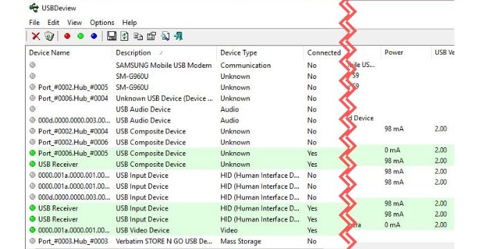 Usb Power Usbdeview pantalla