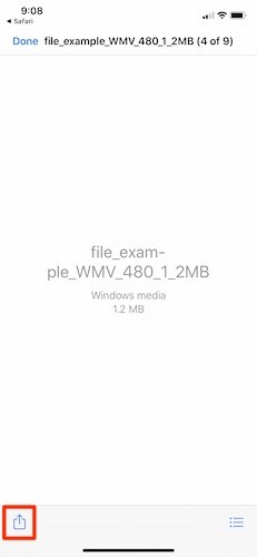 Reproducir archivos Wmv Ios Share Sheet