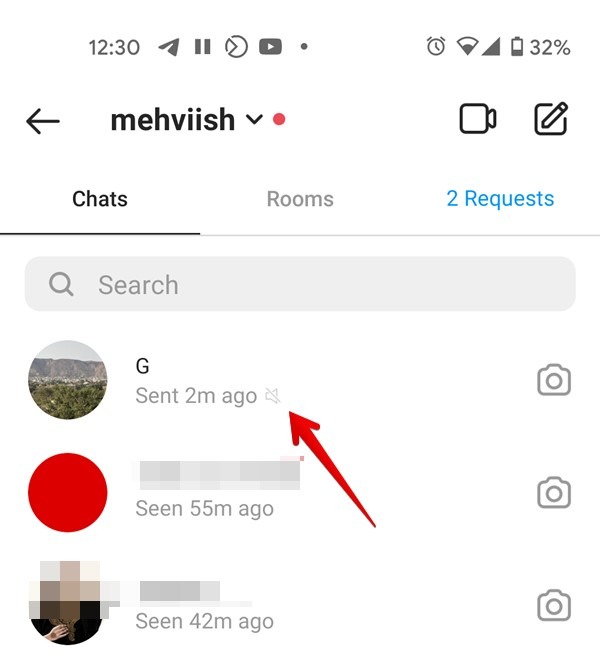 Icono de silencio de Instagram