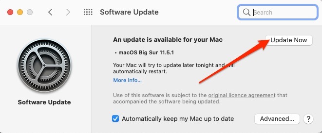 Actualización de software de Mac ahora