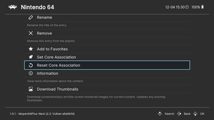 Ultimate Guide N64 Emulación Retroarch Reset Core Association