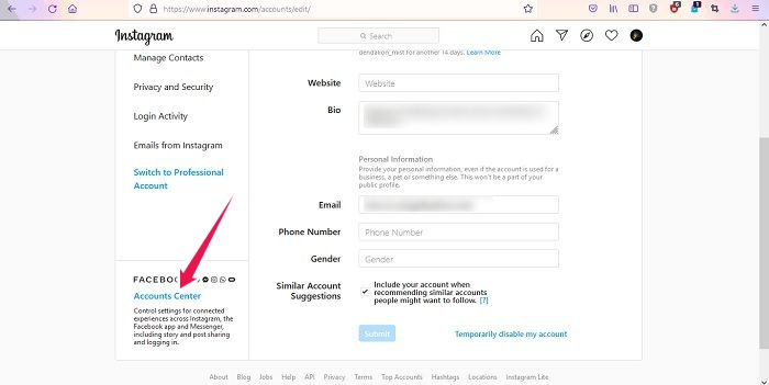 Cómo vincular o desvincular Instagram Centro de cuentas de escritorio de Facebook