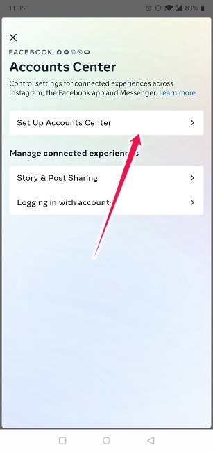 Cómo vincular o desvincular Instagram Facebook Mobile Configurar Centro de cuentas