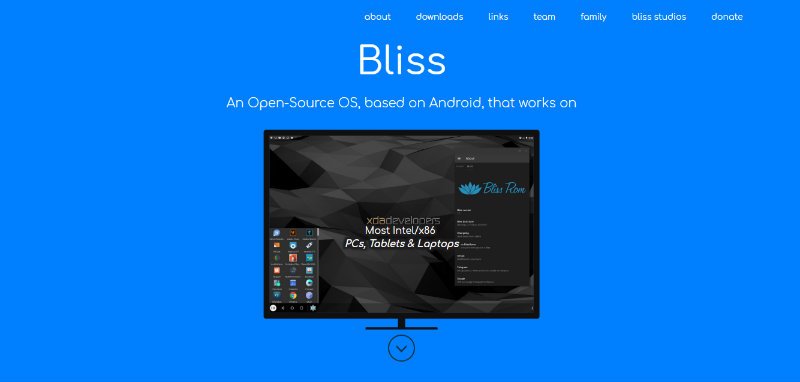 Instantánea del sitio web de Bliss OS