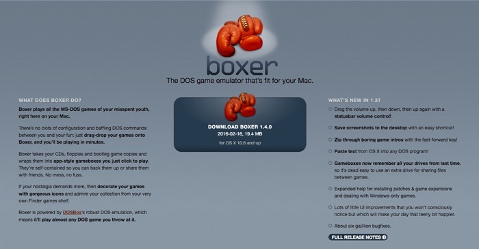 Interfaz de Boxer Dosbox Macos