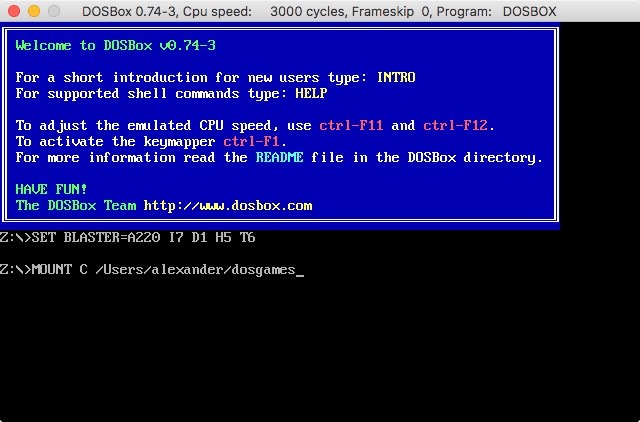 Comando de directorio de montaje de Dosbox