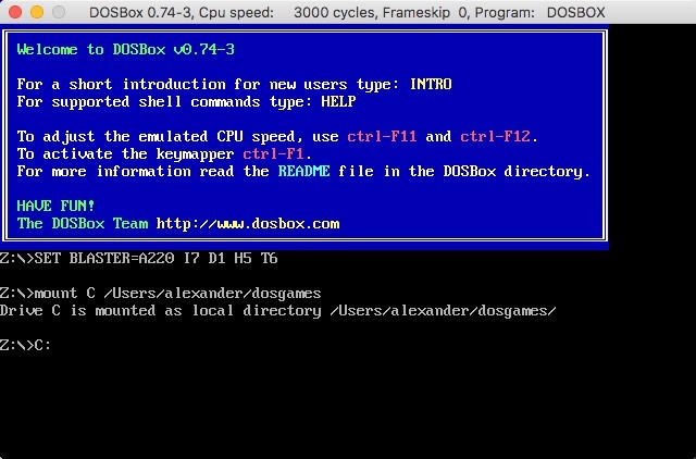 Unidad de comando de directorio de montaje de Dosbox