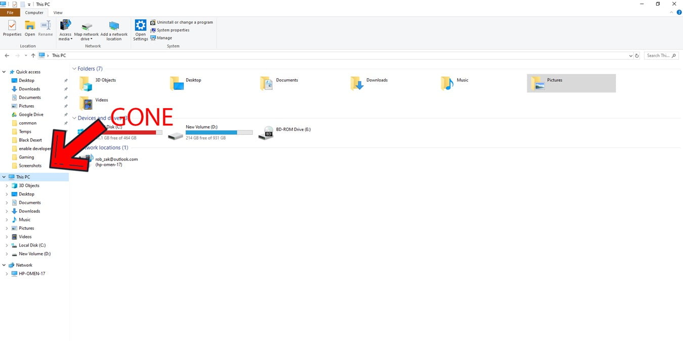 Ocultar Onedrive en el encabezado de Windows del Explorador de archivos