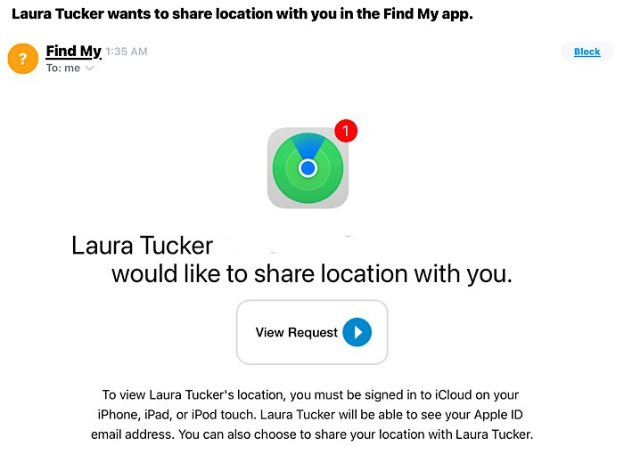 Correo electrónico de iOS para compartir ubicación