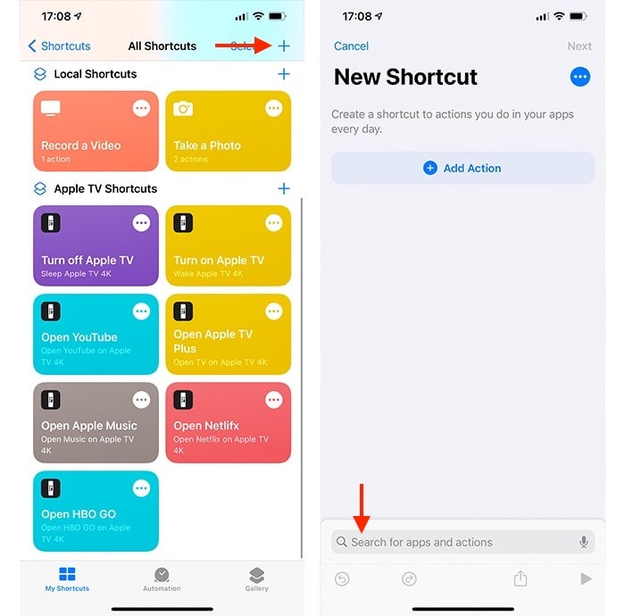 Crear accesos directos de Siri Creación de nuevos