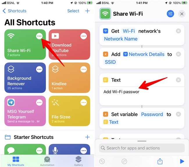 Compartir contraseña de Wi Fi desde el acceso directo de Iphone