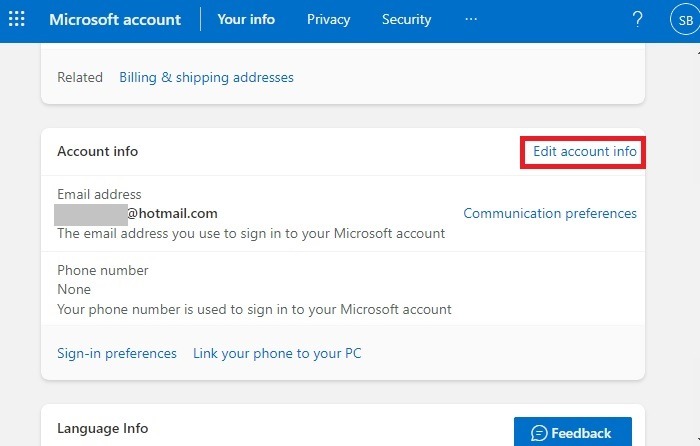 Hotmail Editar información de la cuenta