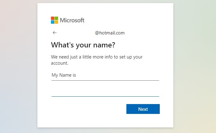 Hotmail Crear Cuenta Introducir Nombre