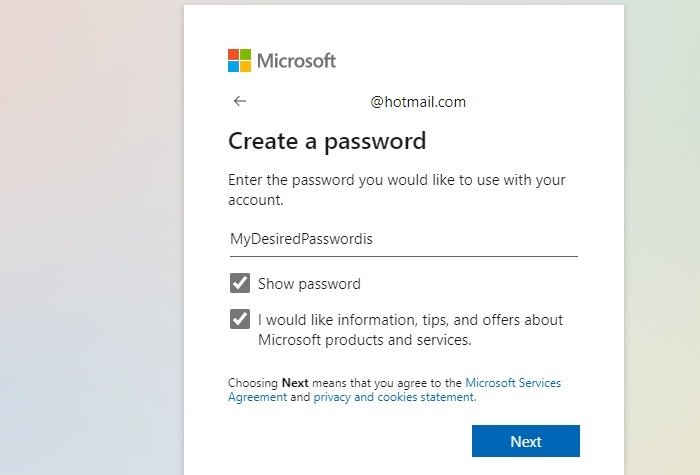 Hotmail Crear cuenta Crear contraseña