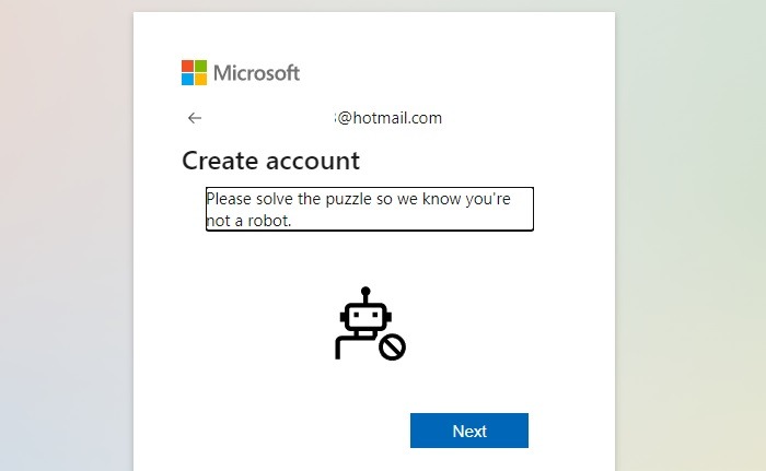 Hotmail Crear Cuenta Resolver Rompecabezas Robot