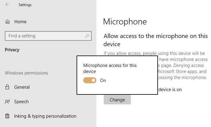 El micrófono no funciona Micrófono de Windows 10 Permitir acceso