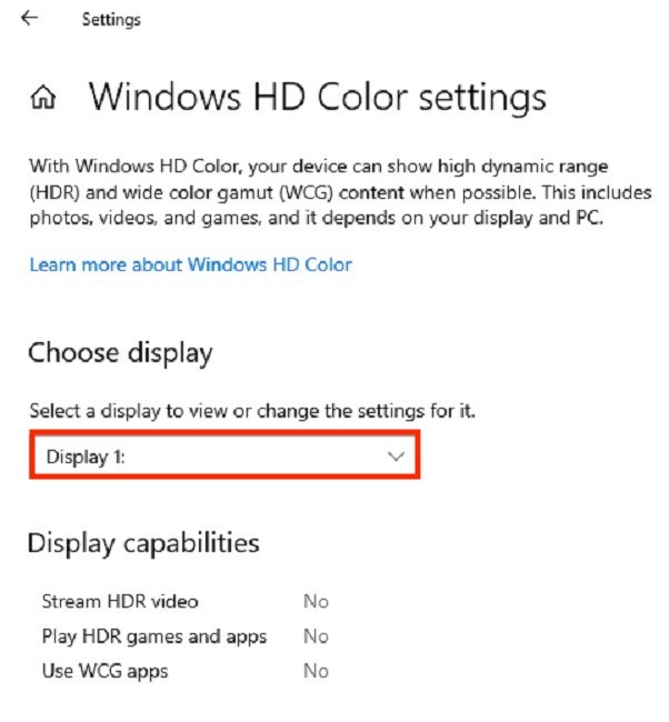 Solucionar problemas de resolución de pantalla en Windows 10 Hd Color