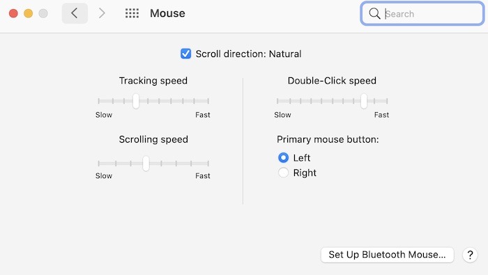 El mouse no funciona Desplazamiento de Mac