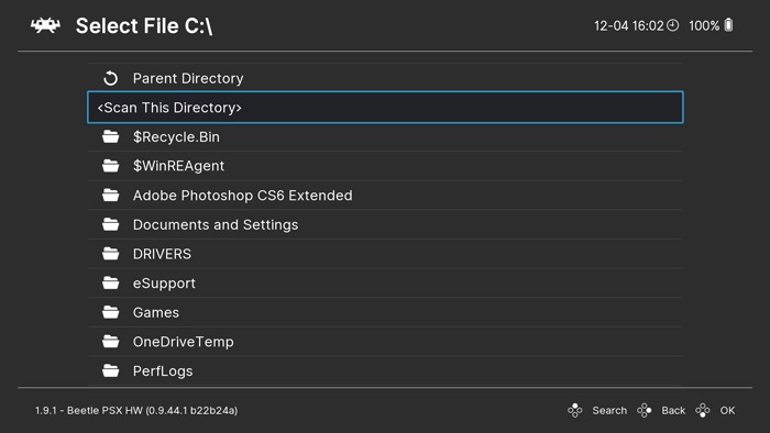 Juega juegos de Ps1 en PC Retroarch Escanea este directorio