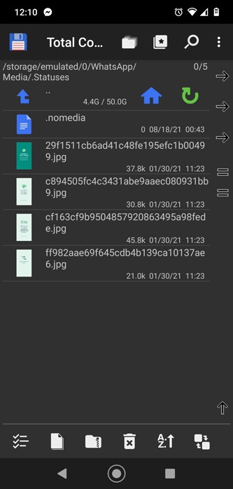 Cómo guardar el estado de Whatsapp Android Total Commander 1