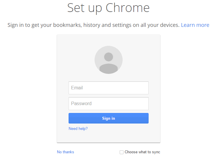 Inicia sesión y configura Chrome.