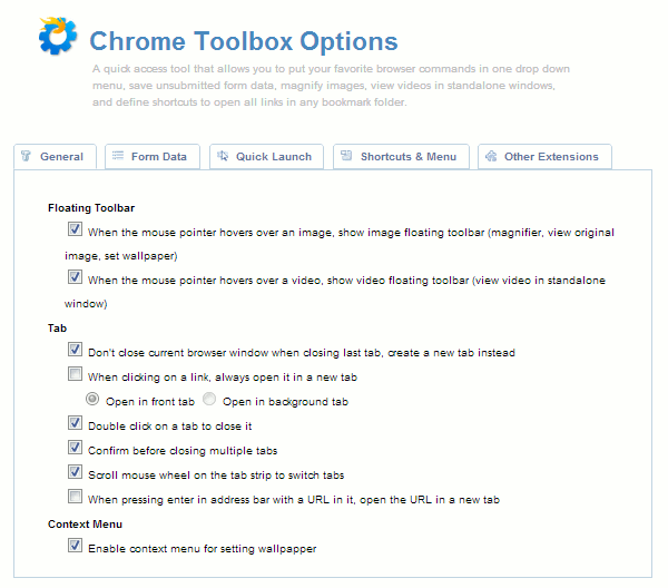 Chrome-caja de herramientas-página principal