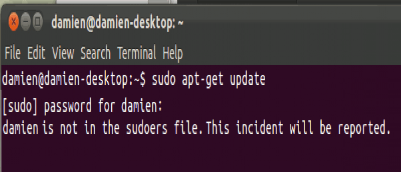 Arreglando "el nombre de usuario no está en el archivo sudoers. Este incidente será informado" Error en Ubuntu