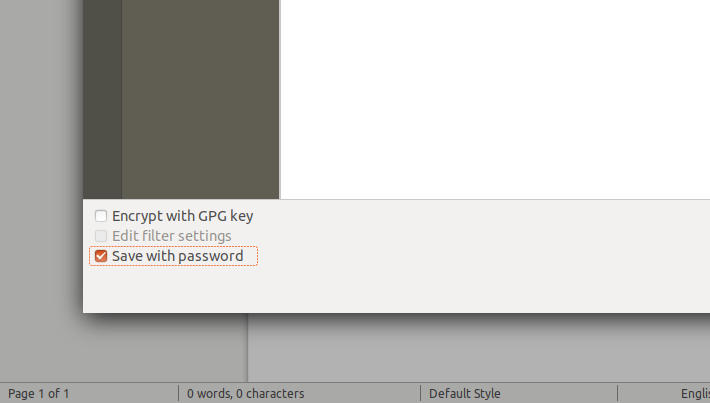LibreOffice Guardar con contraseña