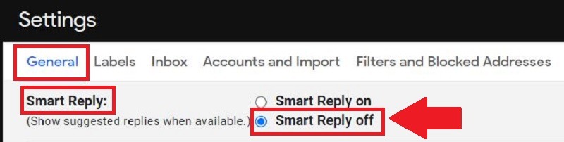 Respuesta inteligente Desactivar Gmail