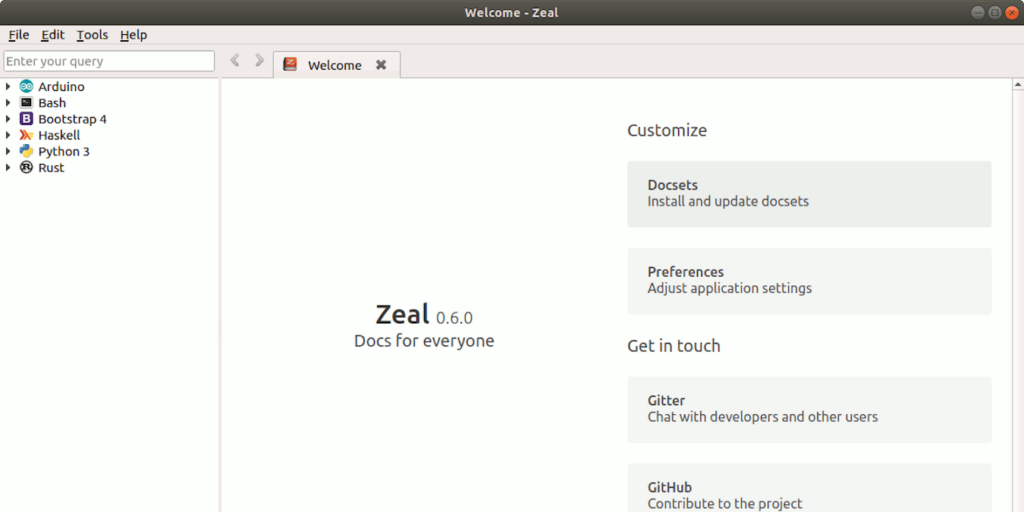 Zeal Welcome Page