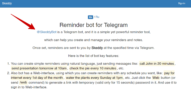 Uso de Telegram Skeddybot 1