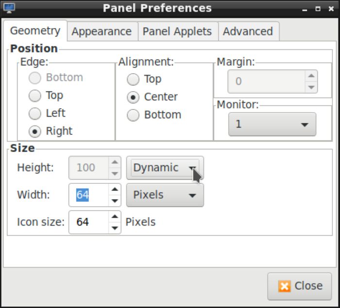 Paneles Lxde como geometría del panel de lanzadores