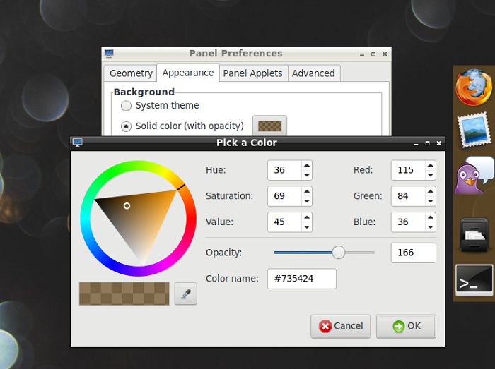 Paneles Lxde como color del panel de lanzadores