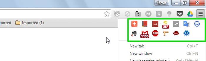 Organizar-Chrome-Extension-botones-botones de extensión-en-Chrome-Menu