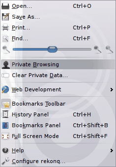 Navegación privada Rekonq