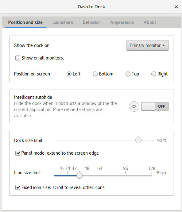 Configuración de Dash To Dock