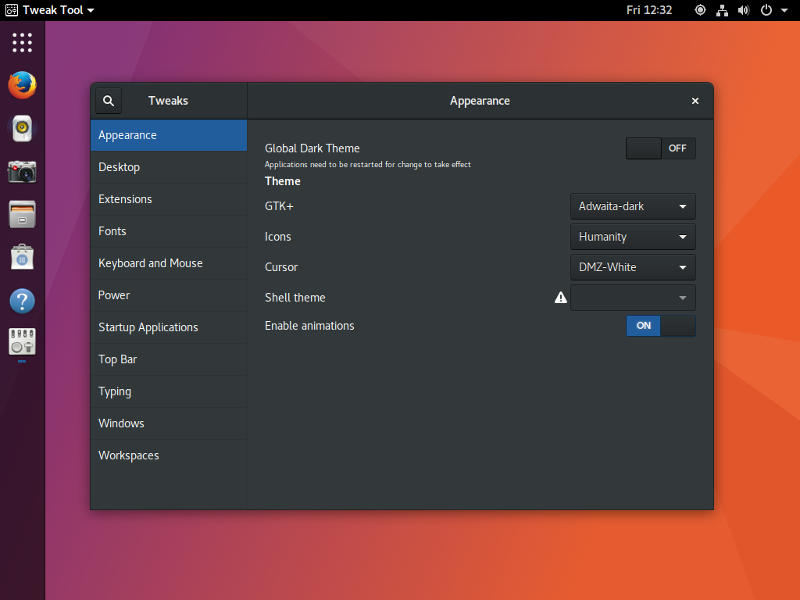 Herramienta de ajuste de Ubuntu GNOME